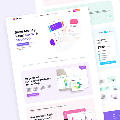 Qikloan Banking Service Landing Page 3d bank banking branding clean design figma flat framer free freebie minimal mockup modern spline ui web webflow website white