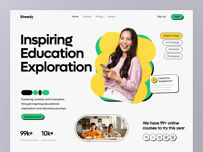 Education Website Header design e learning lesson edtech website education education website elearning header hero section homepage landing page landing page design learning school tech website trend ui ux web web design website