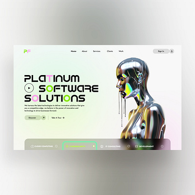 Platinum Software Solutions Web Ui Landing Page Shot ai branding computing design graphic design liquid metal photography software development ui ui design ux ux design web design web development