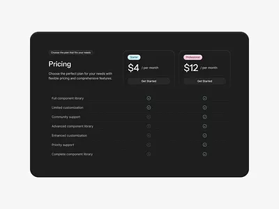 Pricing Section / Dark Mode dashboard design figma minimal pricing simple ui ui design ux web