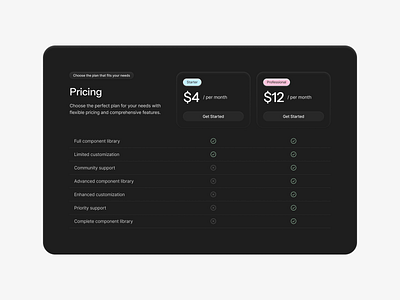 Pricing Section / Dark Mode dashboard design figma minimal pricing simple ui ui design ux web