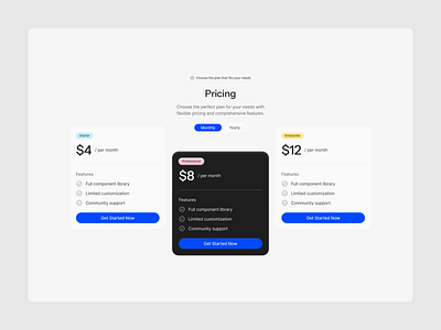 Pricing Section / Light Mode design figma minimal pricing simple ui ui design ux web