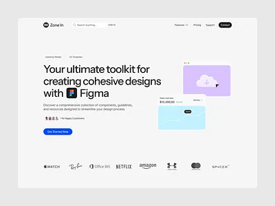 Minimal Header for Zone In branding figma grey header hero hero header illustration ui ui design web