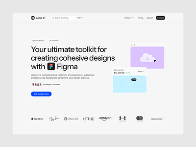 Minimal Header for Zone In branding figma grey header hero hero header illustration ui ui design web