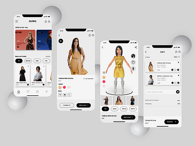 Aura- Virtual Try-on Feature of Clothing App app app design branding design ui uiux design ux ux design ux prototyping ux wireframing