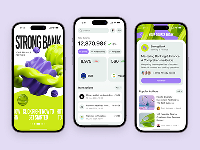 Banking App app app design bank banking blog card finance fintech fintech app green mobile money money transfer pink sign in transactions ui ux wallet wise