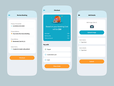 logistic App Booking & Checkout app uiux booking app booking system check out clean app design creative app uiux logistic support app mobile app design modern app design truck app truck booking ui designer uiroll