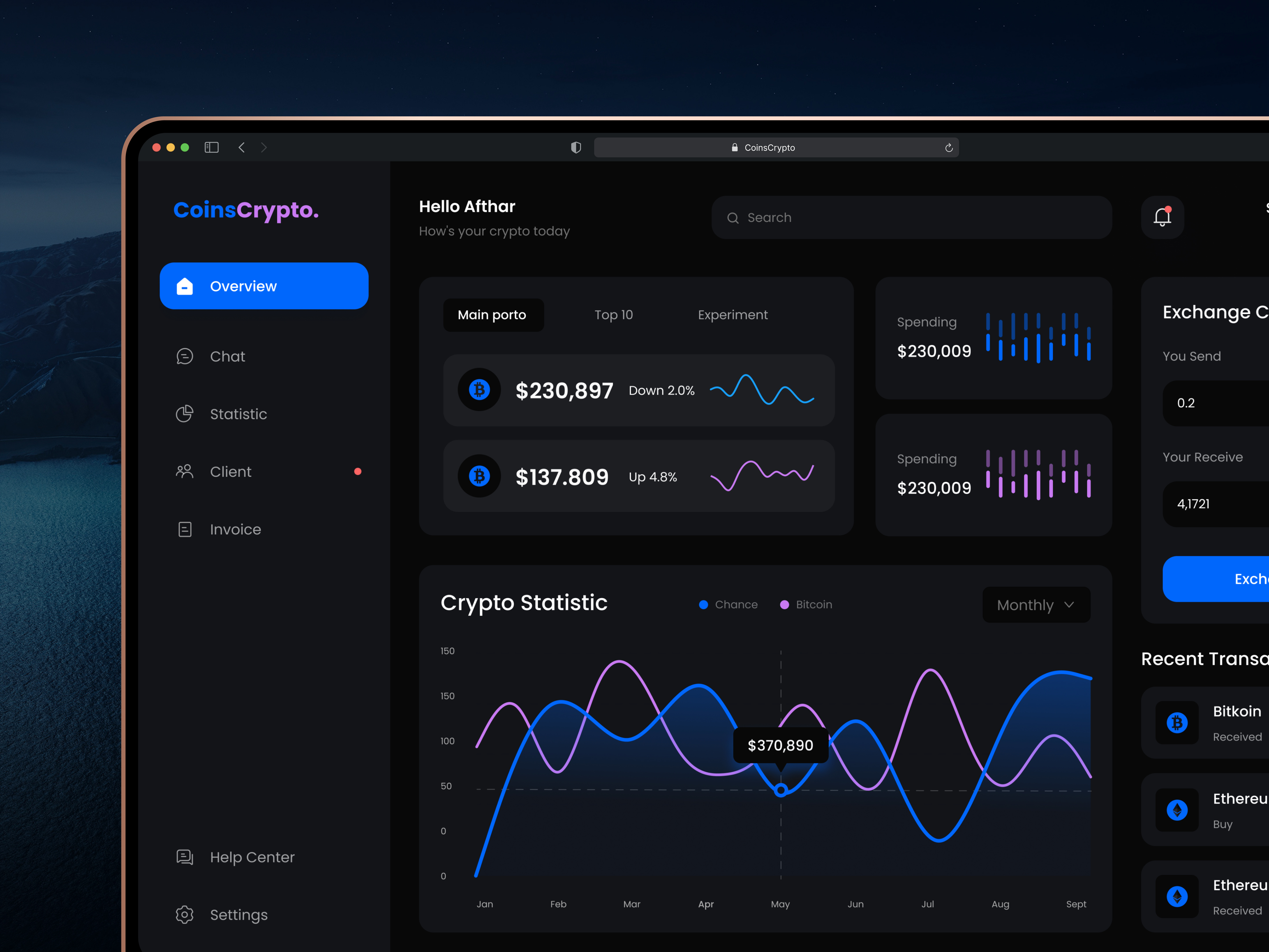 Crypto Dashboard UI/UX by Sinan Afthar on Dribbble
