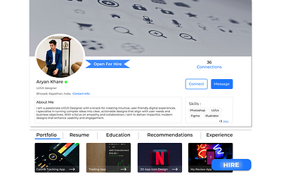 Hirect - Hiring and connecting website profile Page branding ui ux web design website