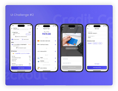 Credit Card Checkout add card cart checkout credit card daily ui challenge debit card design food app payment payments scan card secure card ui ui challenge user experience ux