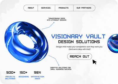 Visionary Vault Design Agency Landing Page app art blue branding company page design design agency figma graphic design home page illustration landing page logo small business typography ui ux vector web design website design