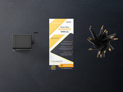 Yellow Abstract Corporate Rack Card abstract business card corporate creative design dl flyer fliers graphic design illustrator leaflet modern rack card yellow