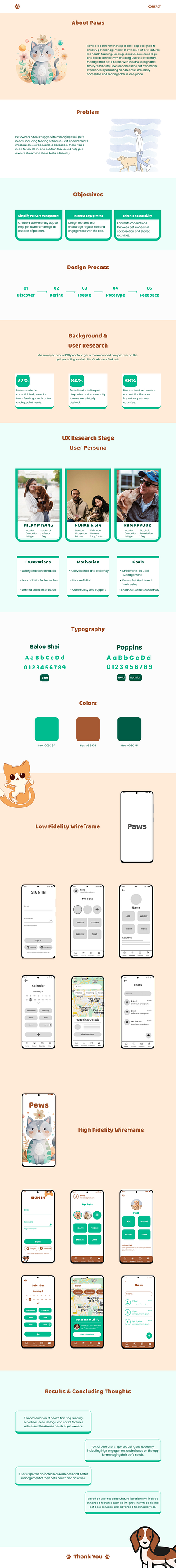 PAWS PET CARE APP app design high fidelity wireframe ui user experience user inerface ux website design wireframe