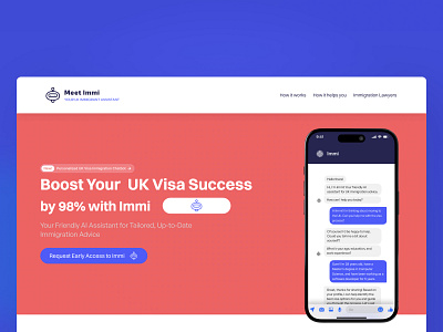 AI Assistant Landing Page - Immi Website ai assistant design figma framer illustration landing page logo ui user experience user interface ux website design