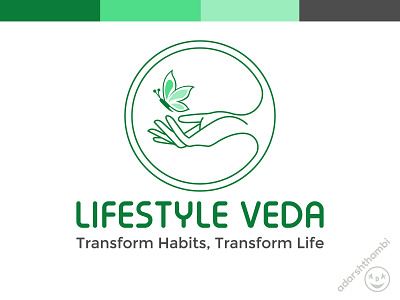 Logo design for Lifestyle veda. ayurveda logo branding butterfly care logo design diet logo graphic design hand healthcare logo illustration lifestyle logo logo minimal vector wellness logo yoga logo