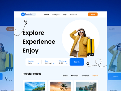 Travel Website Landing Page | Web UI landingpage logo travel travelbooking ui uiux webdesign