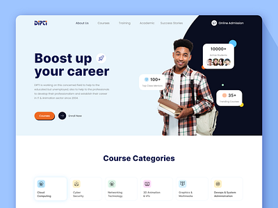 Training Institute UI adobe xd education home page landing page lms online learning training institute web design website