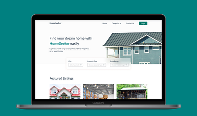 HomeSeeker - Find your dream home easily aesthetic branding clean design design figma real estate ui uiux ux webpage website