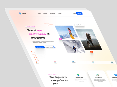 Travel Landing page ui design branding design graphic design illustration landing page logo travel landing page travel website typography ui ux