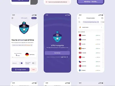 VPN Incognito animation app design home page interaction design mobile ui design mobile ux design motion design plans pricing product design ui uiux ux visual design vpn