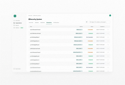 AI Biometric Voice Authentication & Verification Console ai console dashboard labels product product design table ui ux