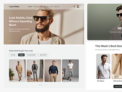 VogueVibes - E Commerce Landing Page brand identity branding design designinspiration fashion branding fashion e commerce graphic design mens fashion uiux online shopping ui ui ui ux web design