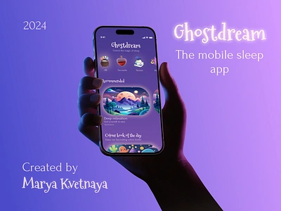 The mobile sleep app Ghostdream app application design illustrated ios menu mobile mobile design music project sleep app stories ui uiux design ux