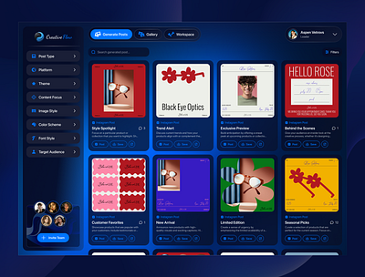 Creative Flow App - AI Social Post Generator generator socialposts ui ux