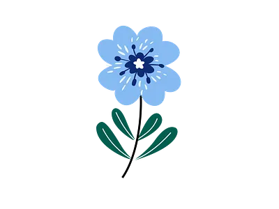 Blue Flower - Aesthetic Simple Cute Floral aesthetic art beautiful blue botanical cute design drawing floral flower flowers green illustration lovely pretty romantic simple spring summer trendy