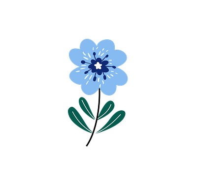 Blue Flower - Aesthetic Simple Cute Floral aesthetic art beautiful blue botanical cute design drawing floral flower flowers green illustration lovely pretty romantic simple spring summer trendy