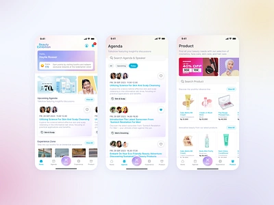 Beauty Exhibition & Conference Mobile App agenda application beauty conference digital product design event exhibition girls health indonesia make up men mobile app schedule seminar skincare ui uiux well being woman