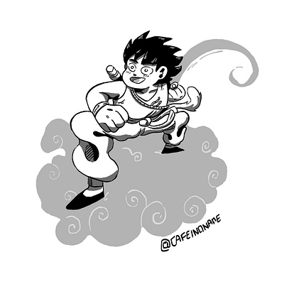 Dragon Ball - Illustration anime blackandwhite characters cloud comic dragon ball drawing fanart illustration manga monochrome pencil procreate sangoku