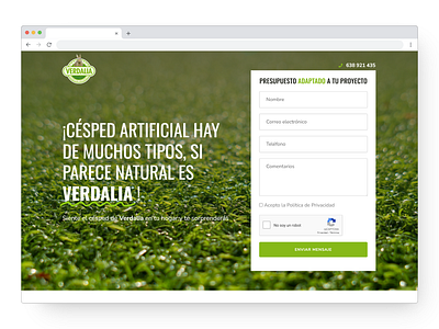 Césped Artificial Verdalia - Landing Page Development design elementor landing page landing page design web design web designer web interface web ui website wordpress