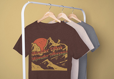 Wander Often, Wonder Always Tee adventure graphic design hiking mountains retro style t shirt design traveling