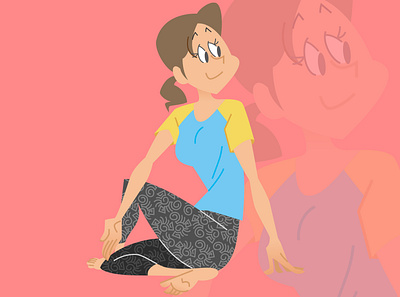 Woman doing yoga cartoon graphic design illust