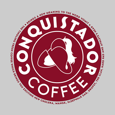 Conquistador Coffee coffee comedy fictional graphic design logo monty pythons flying circus sketch show