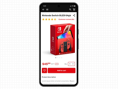 #DailyUI | Day 12 | E-commerce shop amazon app button buy cart dailyui dailyui012 design e commerce mobile design nintendo nintendo switch online store red sale stars store ui ux