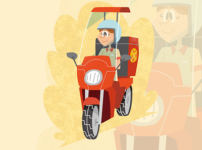 delivery person cartoon graphic design illust illustration vector