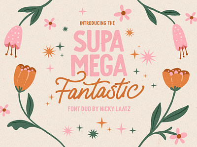 Supa Mega Fantastic Font Duo all caos caps casual display font funny joyride extended typeface sans serif font serif font sweet typography vintage font