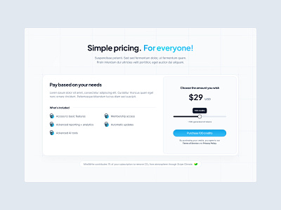 Pricing section for AI SaaS startup app design typography ui ux