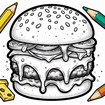 Burger coloring page burger coloring page coloring page graphic design