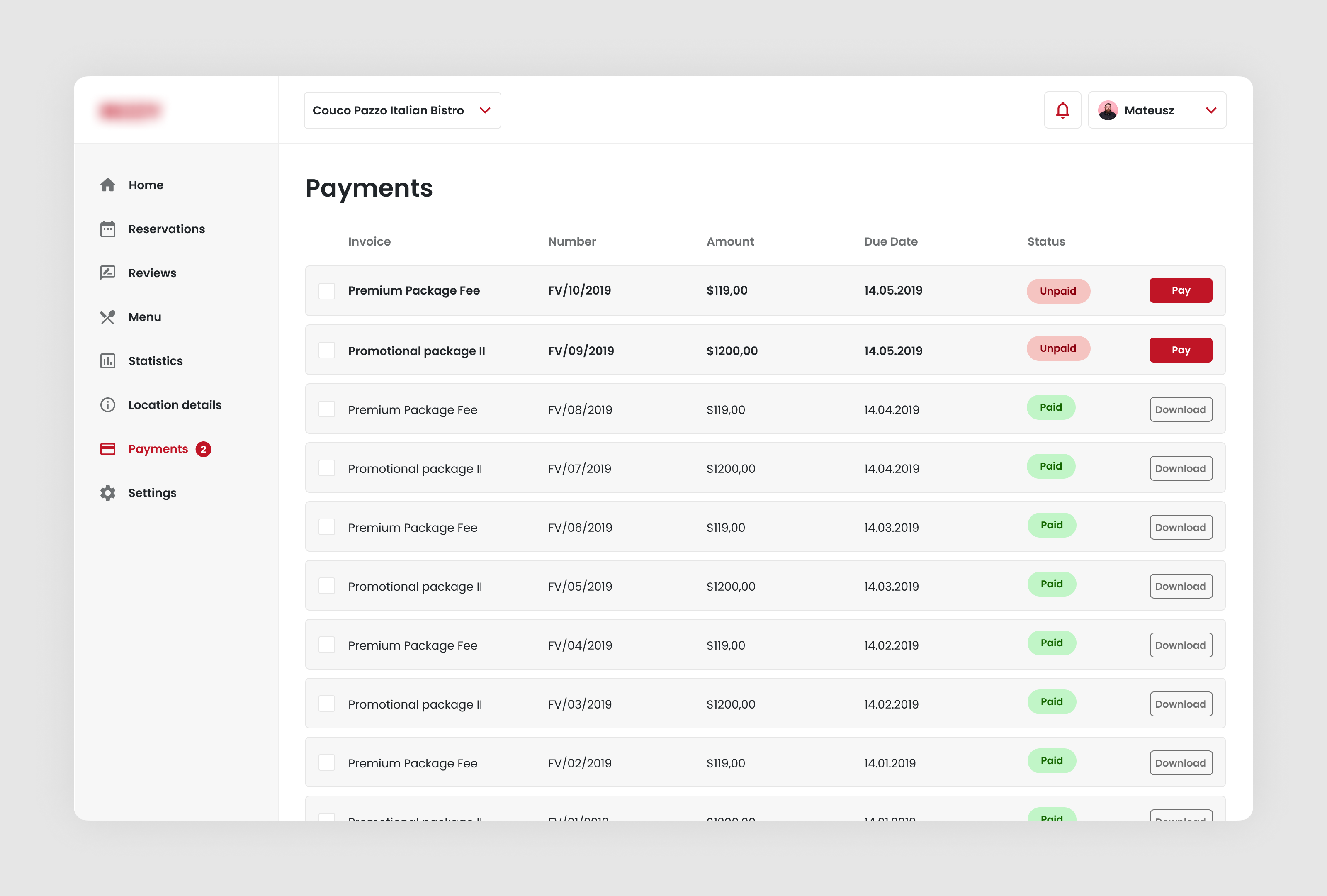 SaaS application for managing restaurant reservations - Payments design payments product restaurant saas tables ui ux