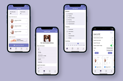 Pain Diary: For Hand Pain - Mobile App design design thinking healthcare mobile app ui ux