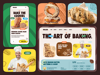 Rollin - Cake Shop Web Design bakery website biscuit bread cafe cake cake shop website cookies dessert doughnut food and drink homepage landing page restaurant sweet and confectionery uiux design web design web designer webdesign website website design