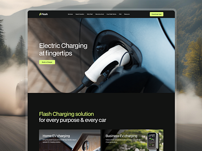 Flash- EV charger service concept design booking branding car charger charging station daily ui electric car electric charger ev charging ev charging app hybrid car landing page design mobile app product design service start up travel uiux design vehicle web design