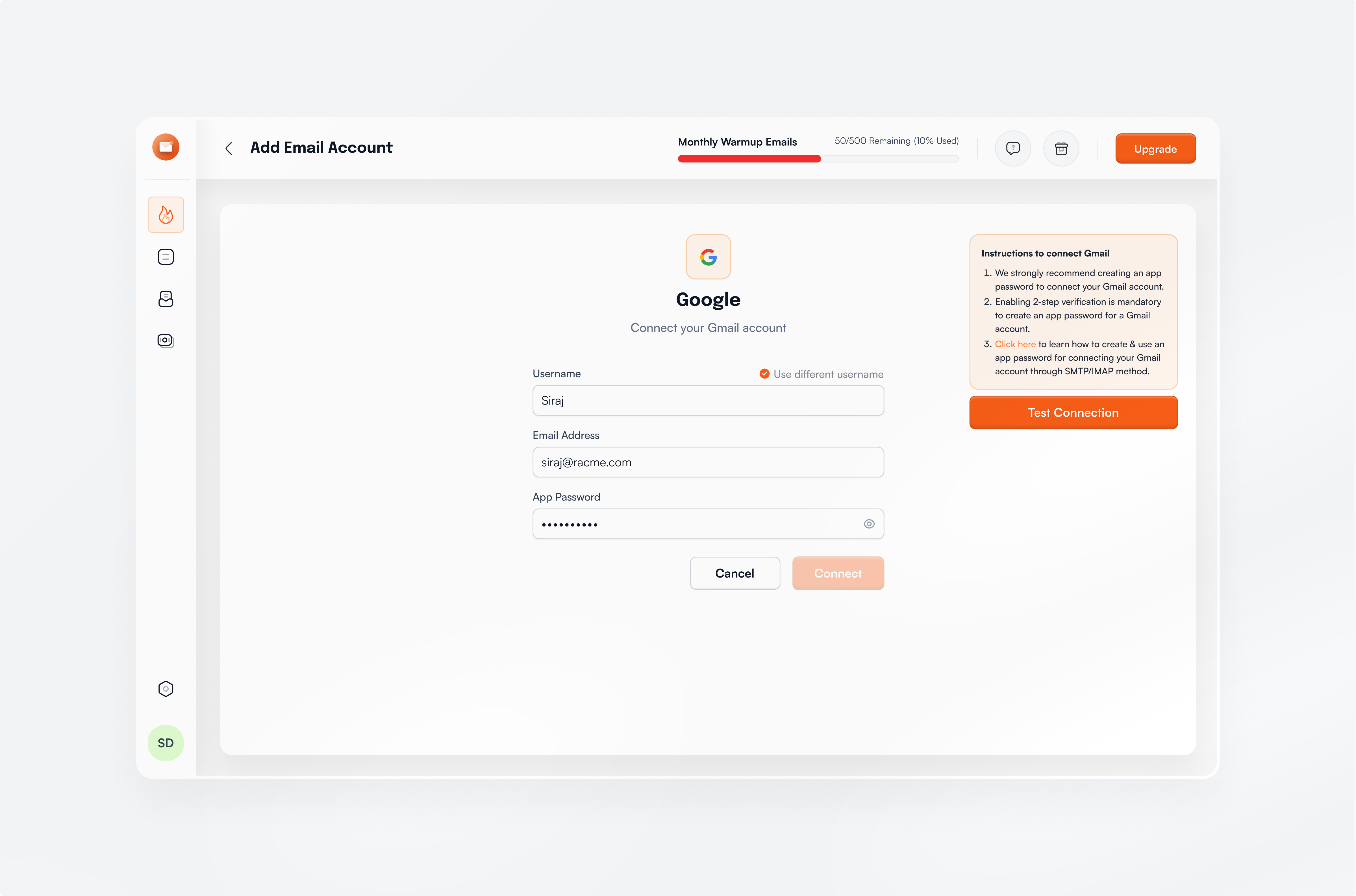 Connect google email b2b connect connect mail design email gmail google mail mail set up product design saas ui uiux ux uxdesign