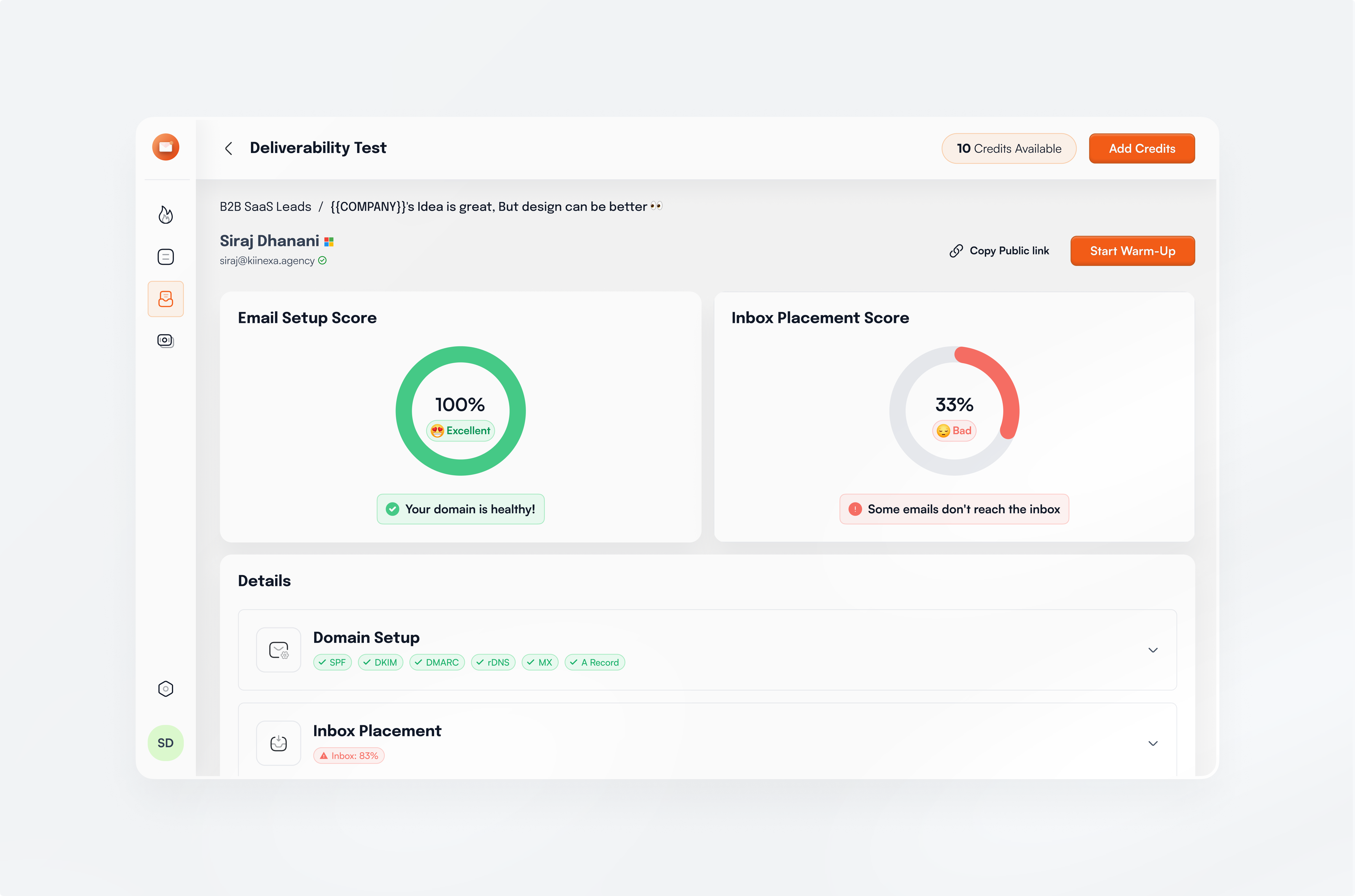 Deliverability detailed report b2b deliverability deliverability report product design report saas ui uiux ux uxdesign