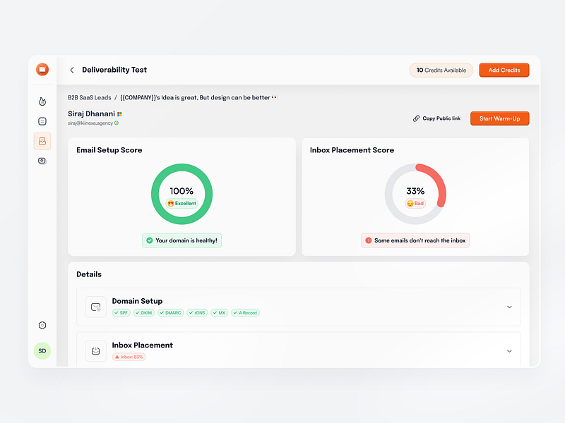 Deliverability detailed report b2b deliverability deliverability report product design report saas ui uiux ux uxdesign