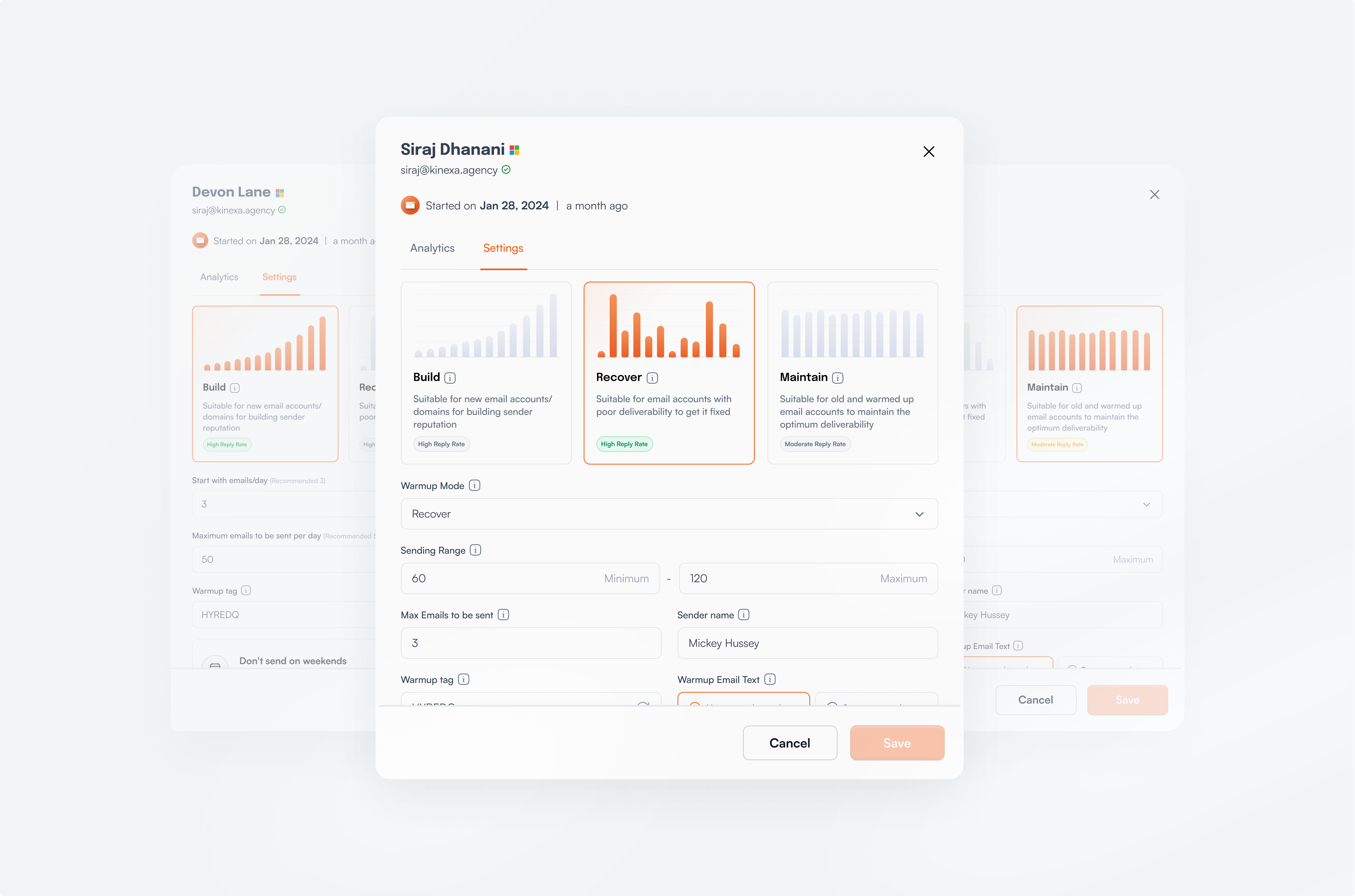 Email sending settings b2b deliverability email product design saas sending sending settings settings ui uiux ux uxdesign