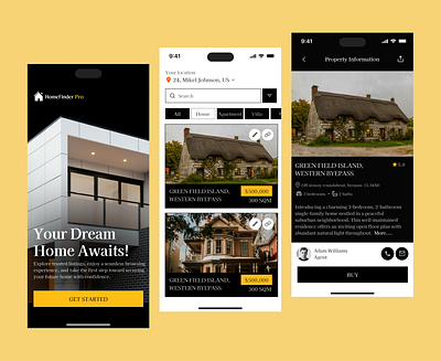 HomeFinder Pro - Real Estate Mobile App app design design homes interface ios mobile app mobile app design mobileapp mortgage product design propert finder property real estate real estate app ui ui design uiux uiux design ux ux design